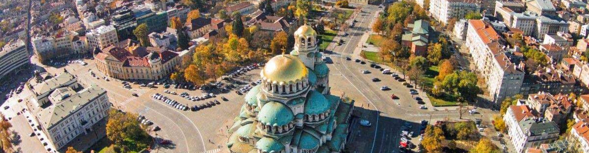 Streets of Sofia at sunset