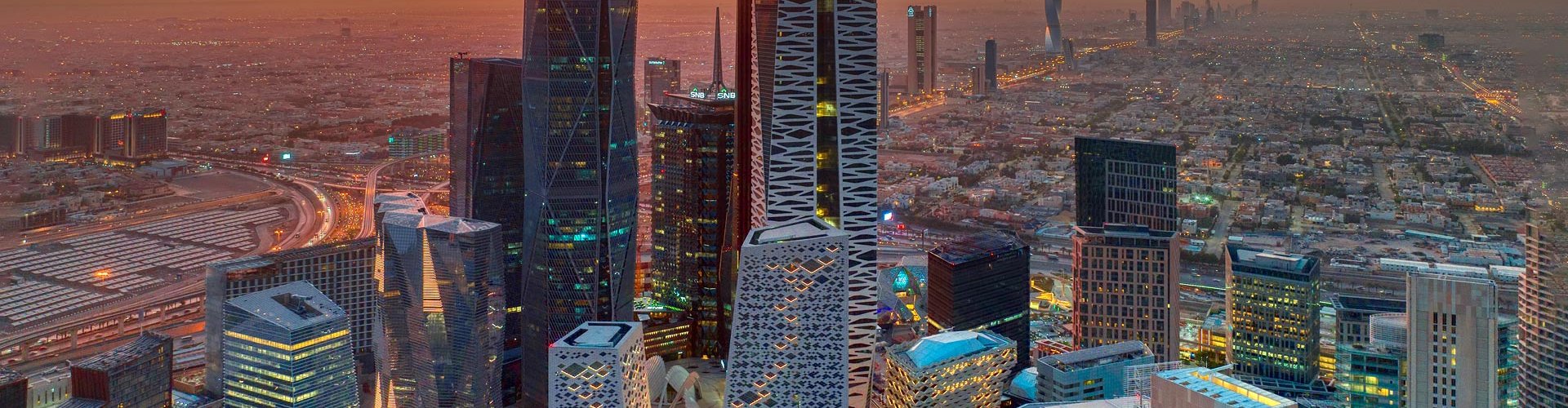 Sunset over Riyadh skyline