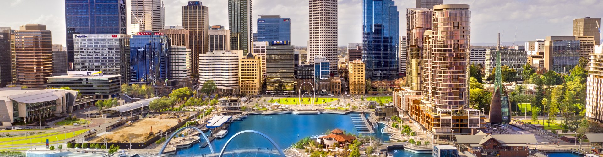 Sunset over Perth city skyline