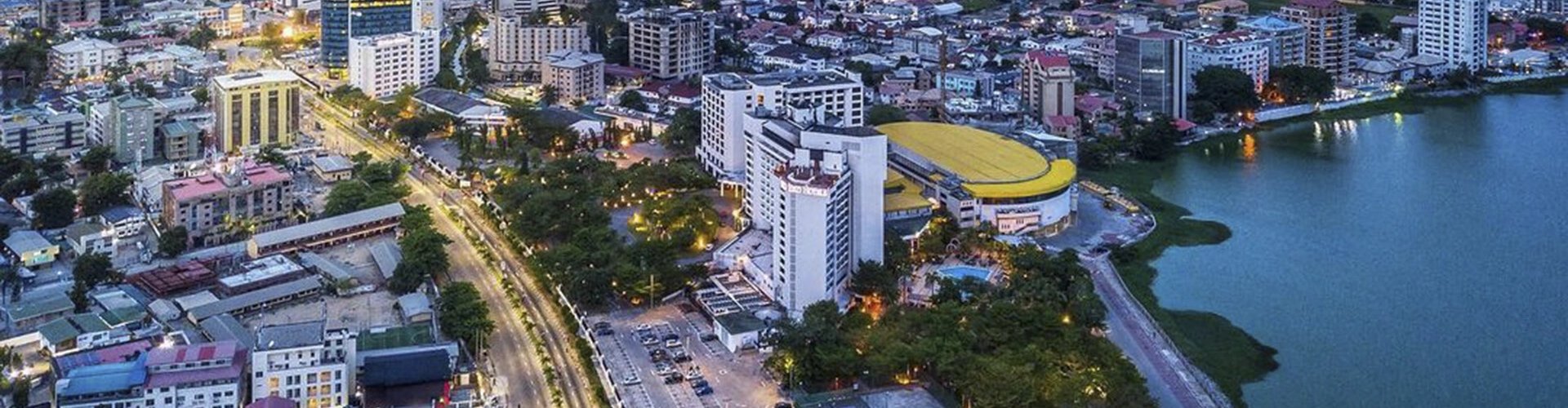 Sunset over Lagos cityscape