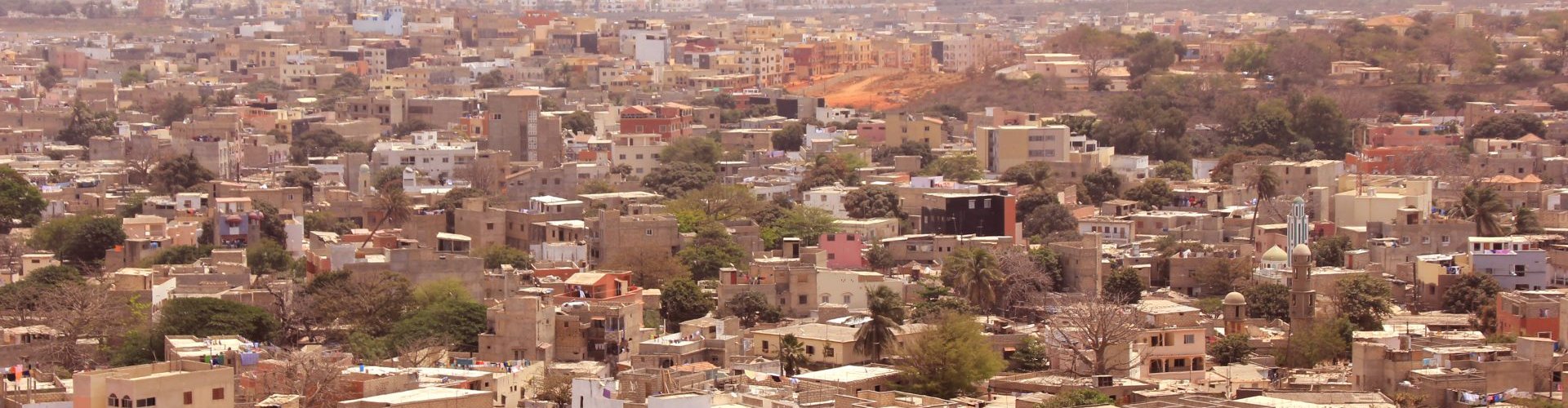 Dakar city street view at sunset