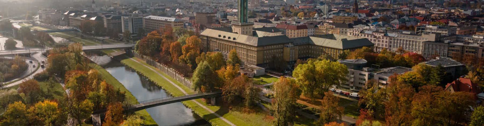 Panoramic view of Ostrava, CZ at sunset