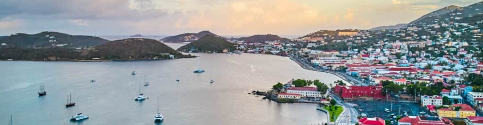 Sunset over St Thomas, VI, US