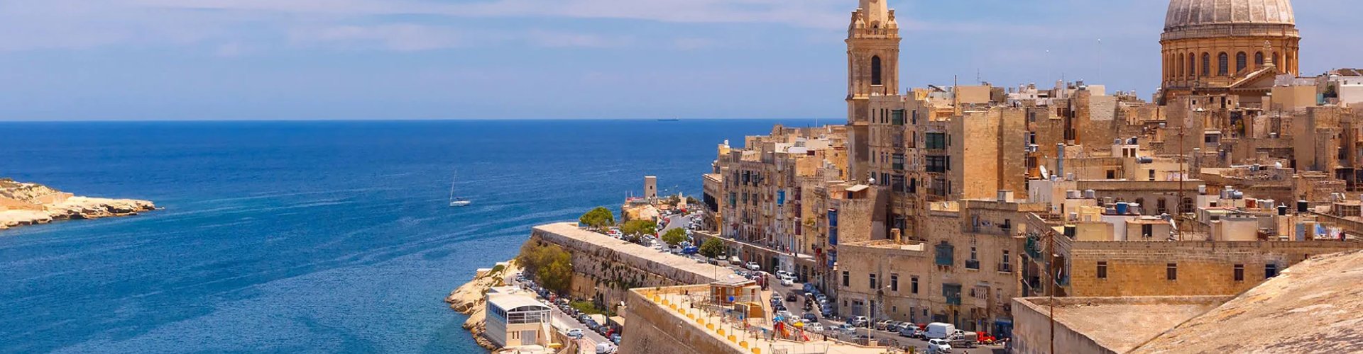 Sunset view of Valletta skyline