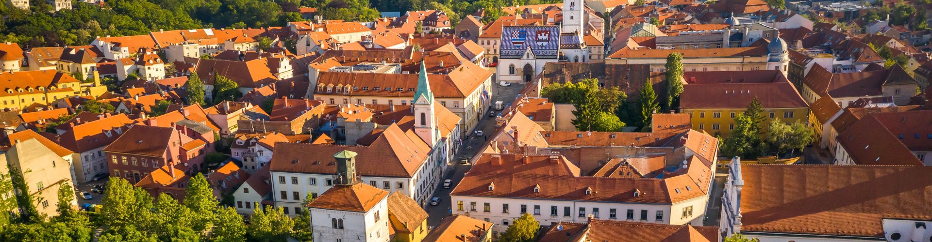 Zagreb cityscape at sunset