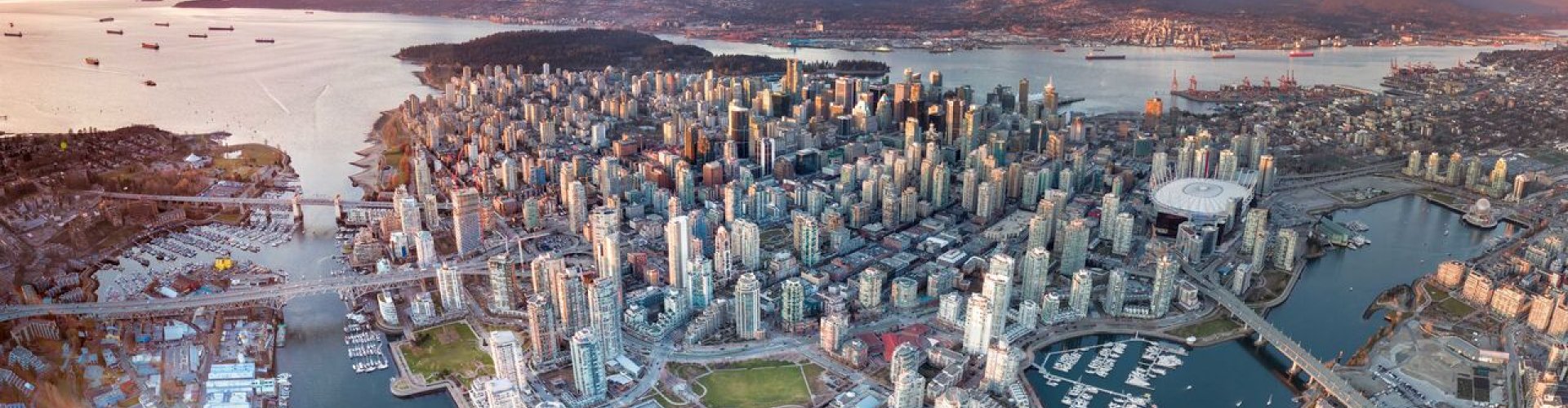 Vancouver cityscape at sunset
