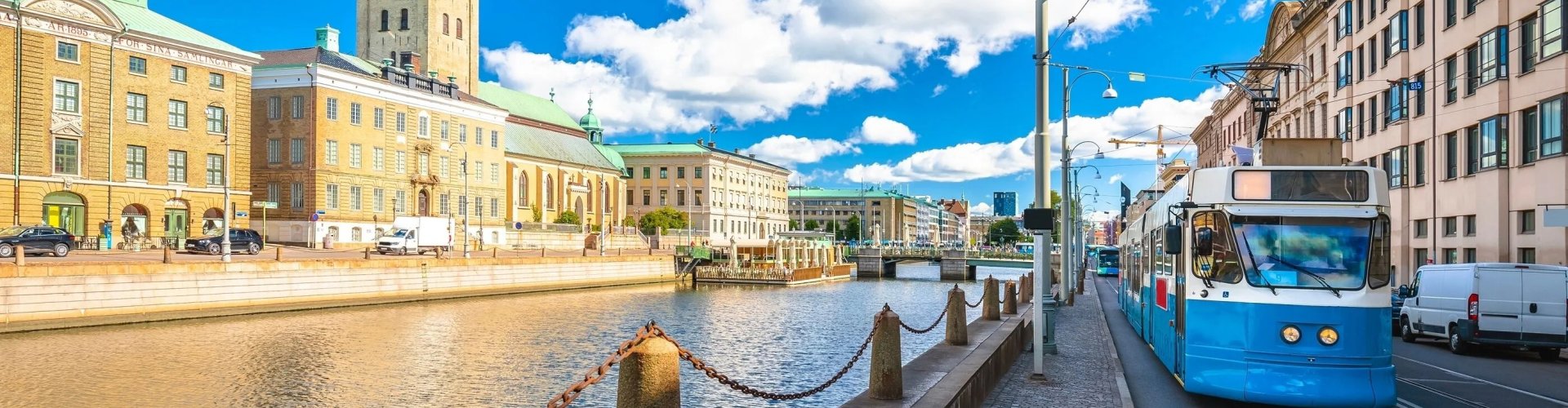 Scenic view of Gothenburg by evening light