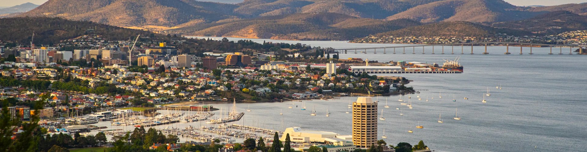 Hobart cityscape at sunset