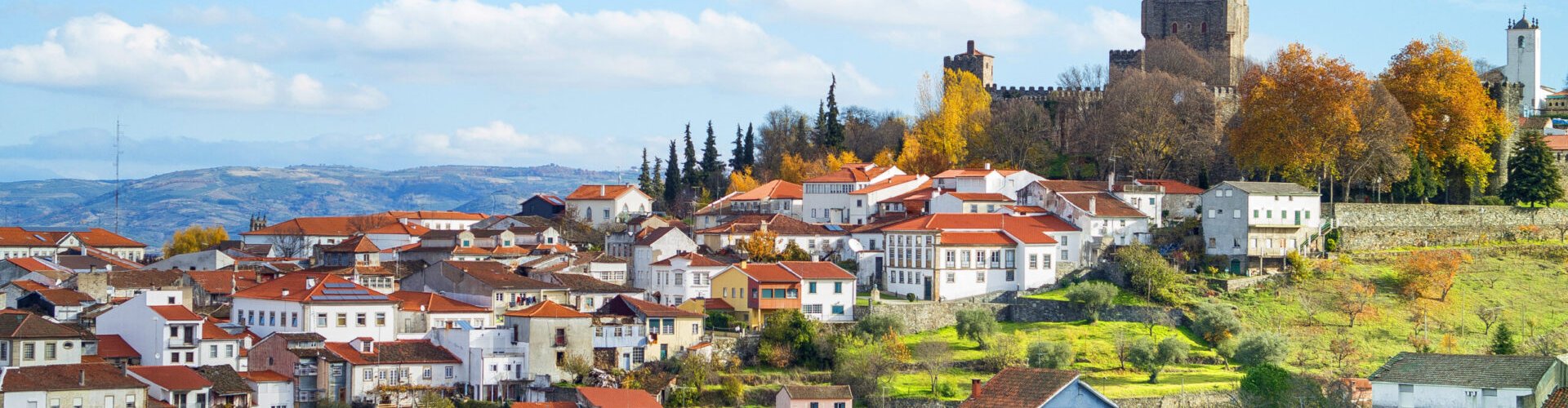 Sunset view over Bragança, PT cityscape