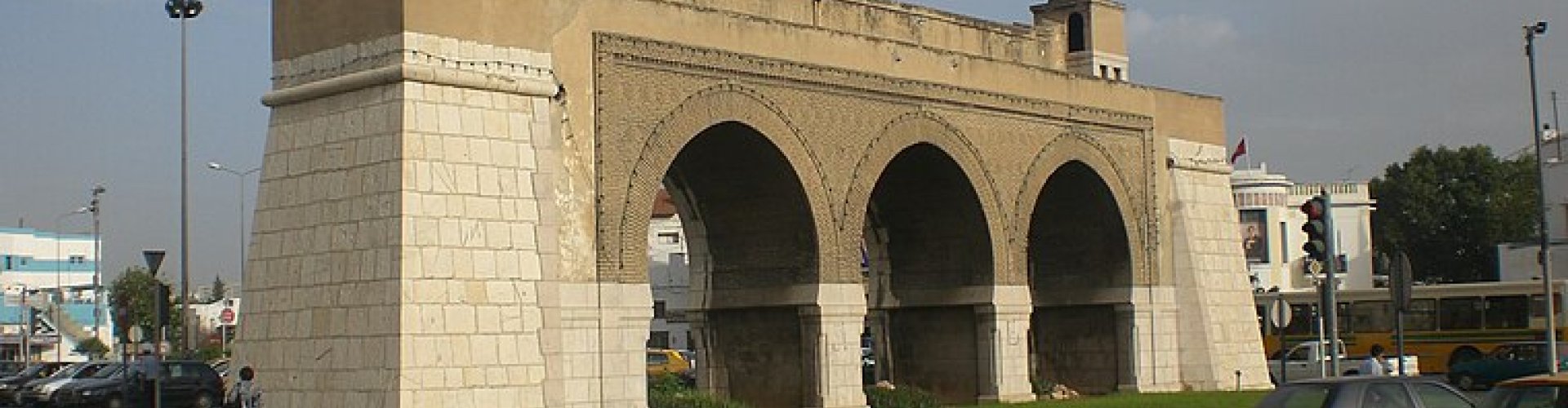 Le Bardo street view at sunset