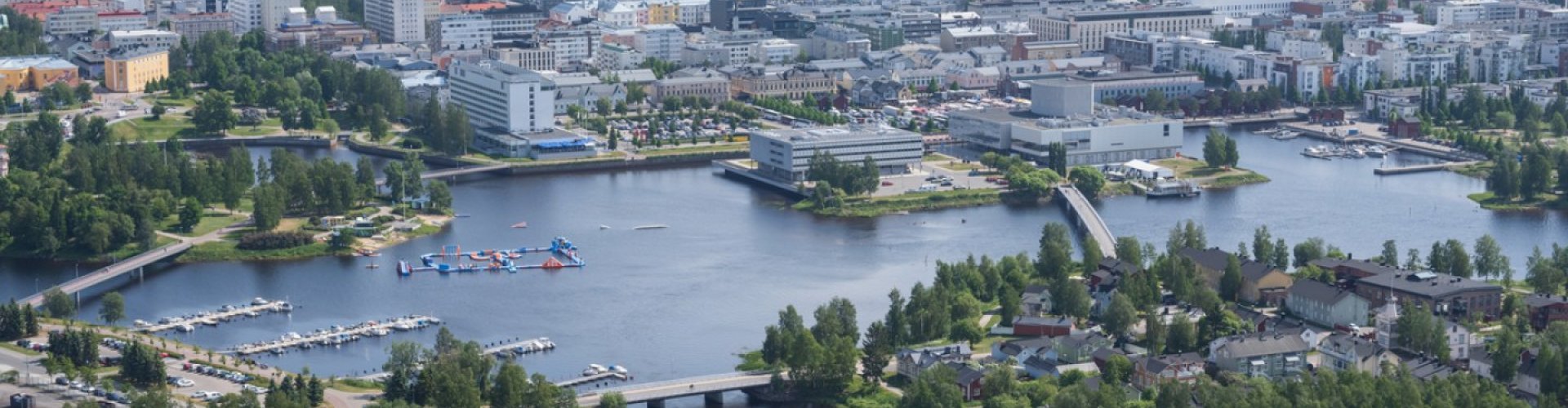 Oulu cityscape at sunset