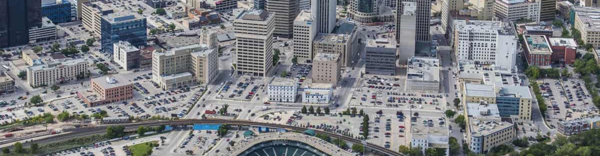 Winnipeg cityscape at sunset