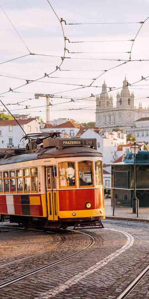 Lisbon street scene portrait